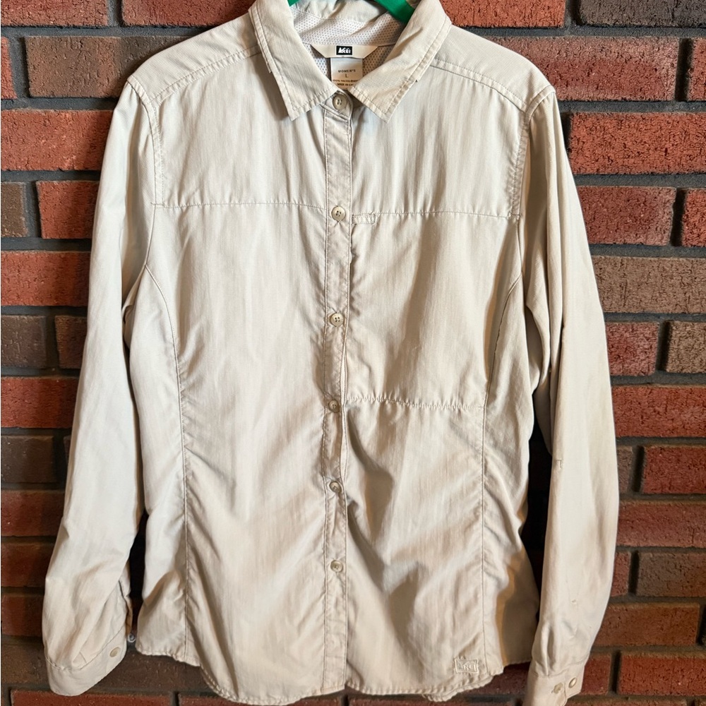 REI Cream Button-Up Shirt